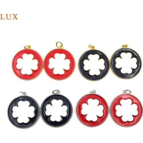 5pcs Fashion Exquisite Lucky Four Leaf Clovers Pendant For Women Necklace Brass Metal Gold Silver Pendant Gift Jewelry Making