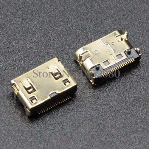 10PCS Mini HDMI USB Connector 19 Pins SMT Gold Copper Shell PCB Mounted Female HDMI