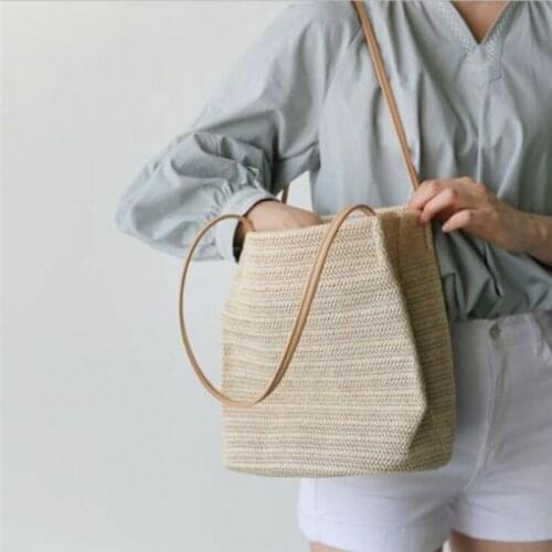 Retro Shoulder Bag Women Fashion Straw Bag Rattan Woven Vintage Beach Bags Handbag Knitted Purse /BY