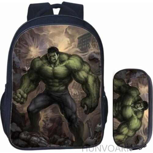 16inch Superhero Hulk Backpack for Teenage Girls Boys Book Travel Bag Children School Backpacks Pencil Bag Sets