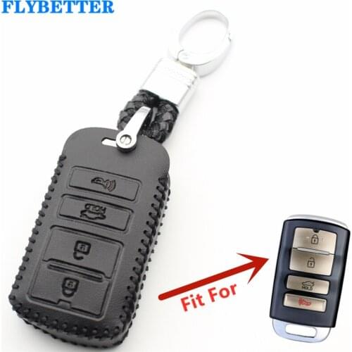 FLYBETTER Genuine Leather 4Button Smart Key Case Cover For Kia Sorento/K900/New K7/Cadenza L112