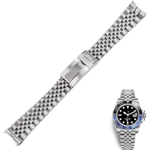 20mm Stainless Steel Replacement Wrist Watch Band watchband Strap Bracelet Jubilee with Oyster Clasp For Rolex GMT Master II