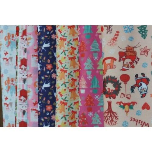 Extremely Soft 7pcs 15x15cm Christmas X'mas Deer Santa Claus Bell Printed Nonwoven Polyester Felt Fabric, Fieltro feltro