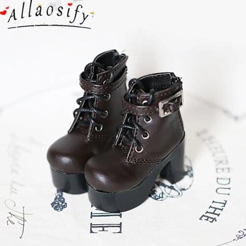 Allaosify BJD Shoes 1/3 1/4 Gril Black White Brown High Heels