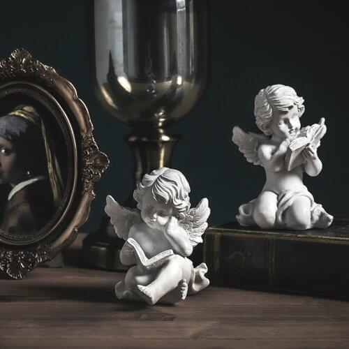 Nordic plaster ornaments Home Decoration Living room sculpture Vintage old angel crafts Suitable for home office hotel