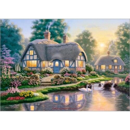 Embroidery Counted Cross Stitch Kits Needlework - Crafts 14 ct DMC DIY Arts Handmade Decor - Great Cottage Walkway