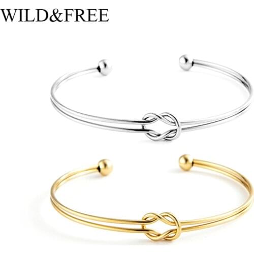 Wild & Free Fashion Stainless Steel Bangle Gold and Silver Open Bracelet Women Jewelry Small Gift for Friend Exquisite Bracelets