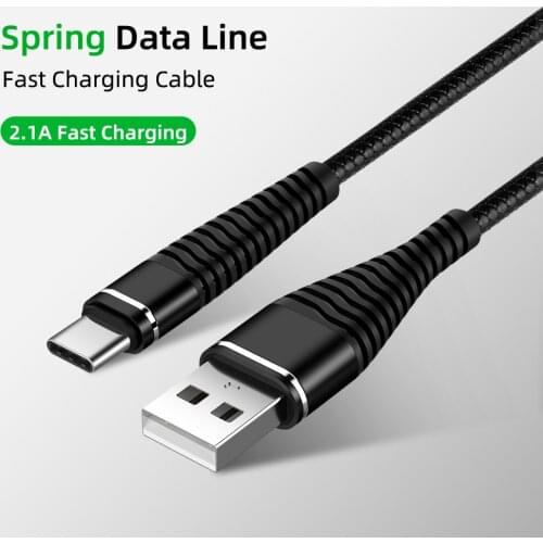 Micro USB Type C Fast Charger Spring Cable For Samsung S8 S9 S7 Edge Car Retractable Data Sync Cord For Huawei P30 Pro XiaoMi 10