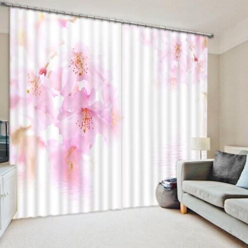 Girl Bedroom Luxury Blackout Pink flower 3D Window Curtains For Living Room Customized size Drapes Cortina Rideaux Cushion cover