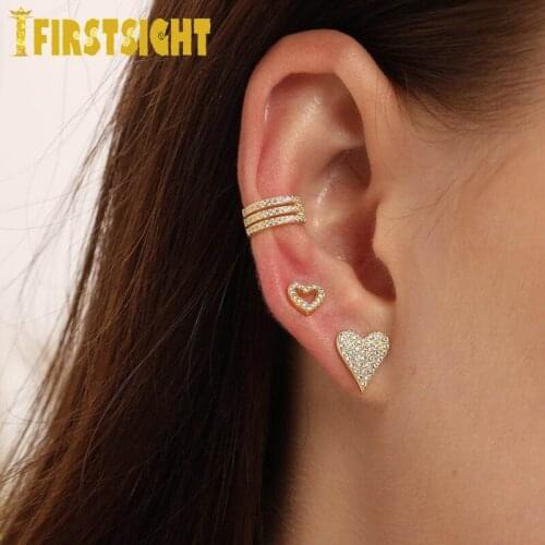 925 Silver cz heart stud earrrings Bird pattern eardrop Love Femininity for chic girl female Birthday Gift