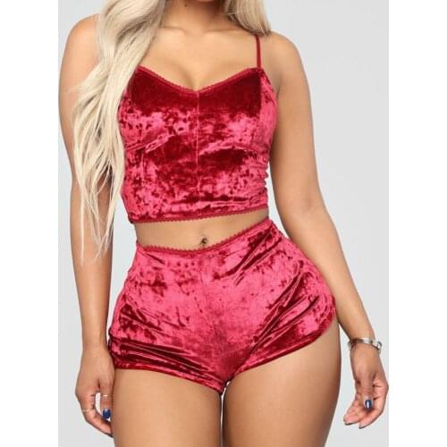Sexy Pink Red Silk Satin Velvet Pajamas Women Set Pijamas Robe Nightwear Sexy Lingerie Pj Sets Sleepwear