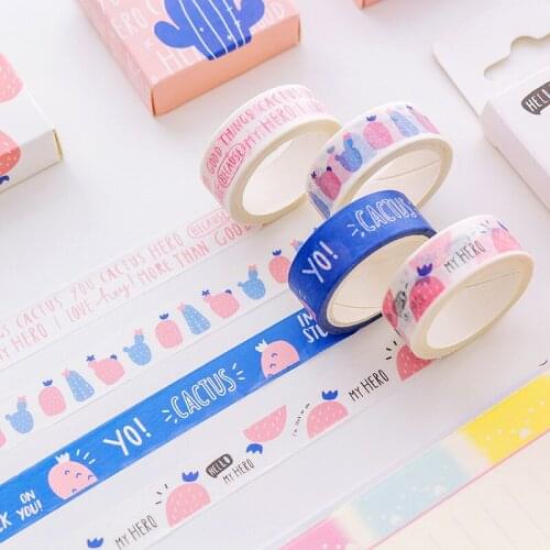 1.5cm*5m Cartoon Dog Cactus Washi Masking Tape Album Scrapbooking Decor