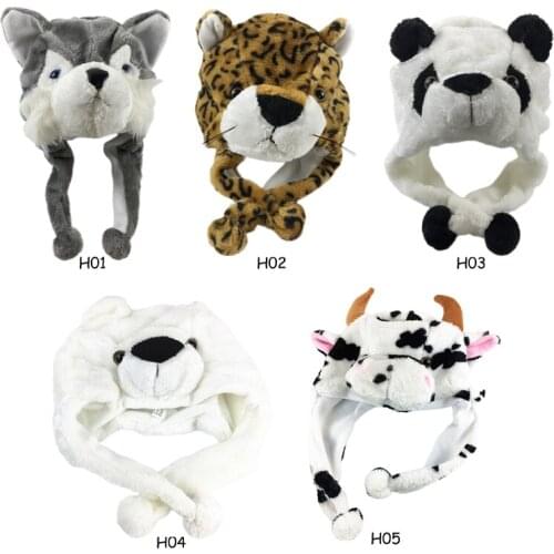 1 Pcs High Quality Fashion Handmade Animal Style Soft Cartoon Wolf Cute Fluffy Plush Kids Hat Cap