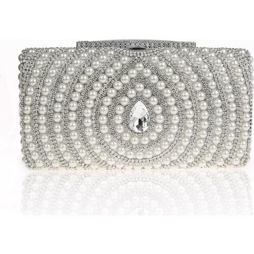 2016 High Quality Silver Evening Bag Womens Beaded Zircon Handbag Clutch Birthday Gift Party Purse Makeup Bag Mujer Bolso 12067