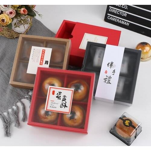 2020 New 4 Sections Packaging Boxes Baking Cup Cake Mooncake Containers Box Baby Shower Party Party Candy Gift Packing Cases