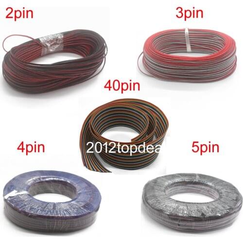 2Pin 3Pin 4Pin 5Pin 40pin 1M 5M 10M 20M 22AWG Electric Extension Wire Cable For Single Color RGB RGBW LED Strip Light