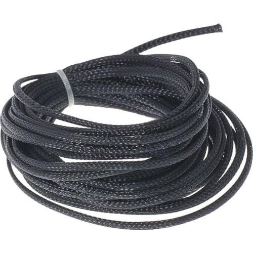 Black Insulated Braid Sleeving 10 Meter 4mm Expandable PET Braided Cable Protection Sheathing Audio Wire Net Pipe Sleeve