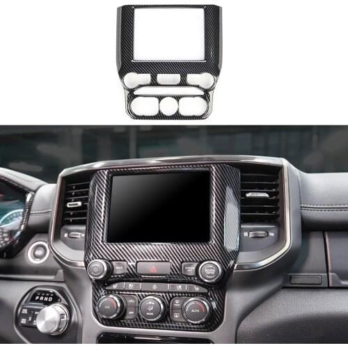 Carbon Fiber Colour Center Console Navigation Decorative Panel Cover Fit For Dodge RAM 1500 2018-2020 Interior Accessories