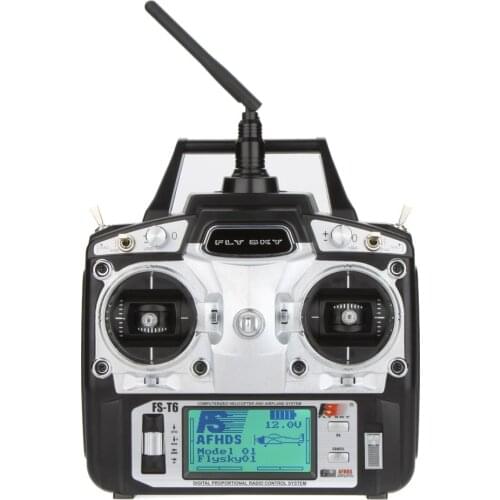 F14912/3 FS-T6 2.4GHz 6CH Mode 2/1 Transmitter and Receiver R6-B for RC Quadcopter Helicopter With LED Screen