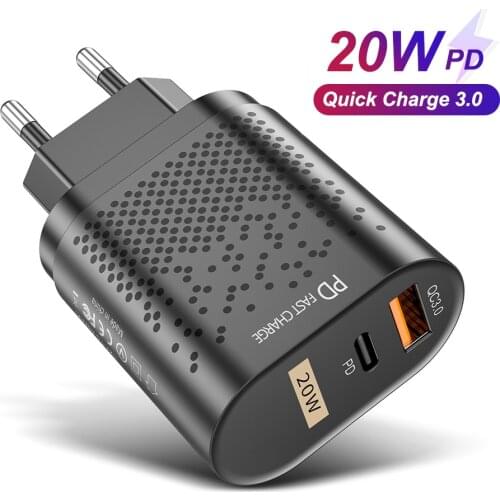 FLOVEME USB Type c Charger for Xiaomi 11 Pro 10S PD20W Quick Charge 3.0 Fast Wall Charger for iPhone 12 11 Mobile Phone Charger