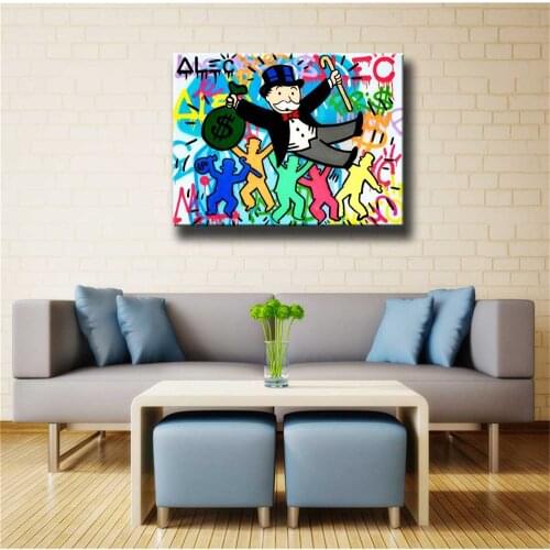 Alec Monopolys Money Aircraft Money Parachute , Painting Canvas Modern Art Decorative Wall Pictures Home Decor