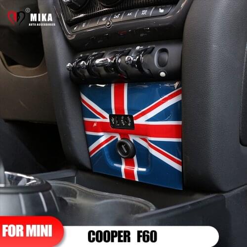 For Mini Cooper F60 Countryman Union Jack Car Cigarette Lighter Pannel Cover Frame Sticker Interior Decoration Auto Accessories