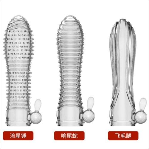 Extensions condom Penis Sleeve Male Enlargement Men Delay Spray clit massager Cock Ring vibrating cover Sex Toys S0571