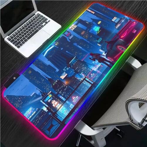 Night View Mouse Pad Gamer Rgb Gaming Computer Colorful Luminous LED USB Laptop Office Keyboard Carpet Pad Gaming Mouse Mat Desk