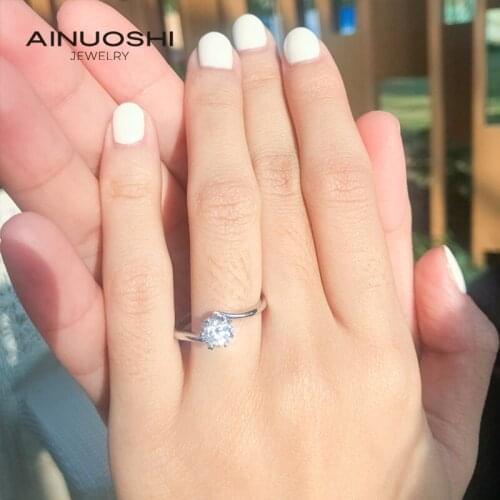 AINUOSHI 0.5 Carat Round Cut D Color Moissanite Engagement Rings For Women S925 Sterling Silver Exquisite Fashion Jewelry Gifts