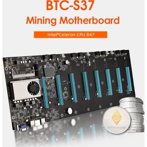 BTC-S37 Pro Mining Motherboard 8 PCIE 16X Graph Card SODIMM DDR3 SATA3.0 Support VGA and HDMI-Compatible for BTC Miner Machine