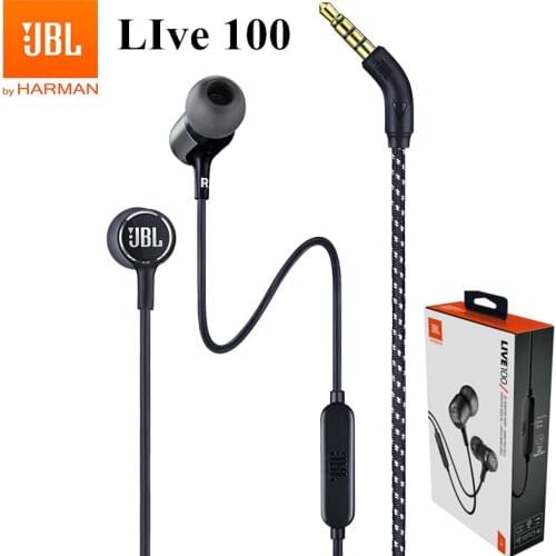 Original JBL LIVE100 Wired Earphones Sports Headset Live 100 Deep Bass Sound Earbuds Handsfree with Mic 3.5mm jbl Headset