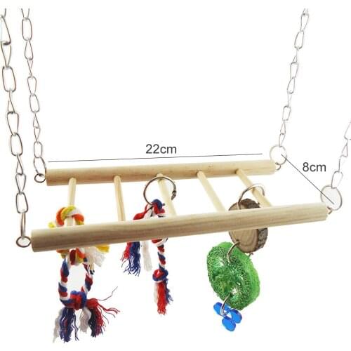 Bird Toys Parrot Ladder Swing Bird Cage Parrot Toys Natural Bird Cage Swing Parrot Wood Swing Toys for Parrots