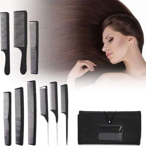 10Pcs Professional Hairdressing Comb Barber Hair Styling Cutting Comb with Storage Bag Haircut Styling Salon Hairdressing Shears