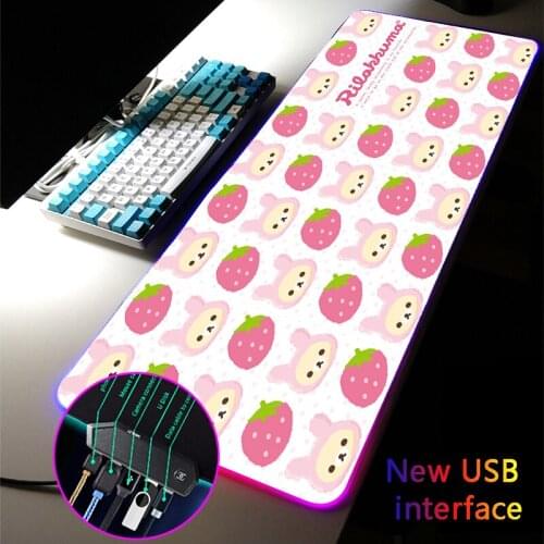 Drop Shipping Kawaii Bear RGB Mouse Pad Multi-interface Four USB Docking Dock USB Hub Cute Pink MousePad Typec Interface DeskMat