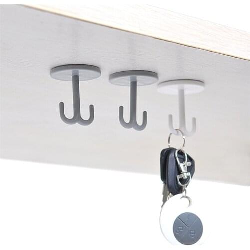 Free Punching Wall Key Holder Child Wall Coat Rack Self-adhesive Seamless Hook Strong Plastic Wall Hook Sundries Storage Hook