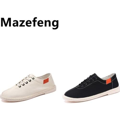 Lace-up Sneakers Women Shoes Casual Flats Shoes Mens Vulcanize Sneakers Zapatos Hombre Fashion Canvas Shoes 2021 Fashion