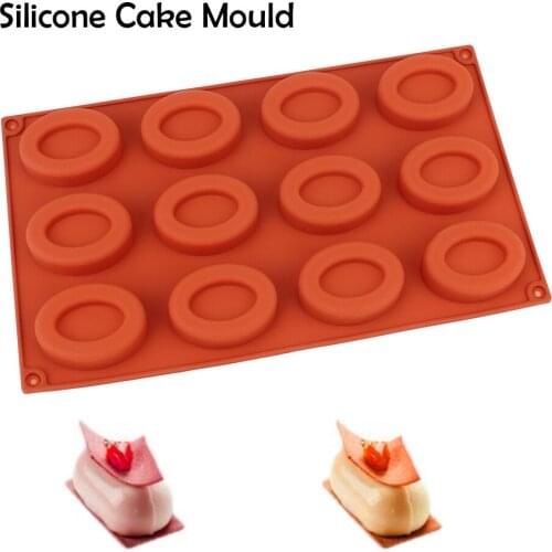 Cupcake Chocolate Donut Mould Silicone Muffin Savarin Soap Cake Mold Bakeware Set 12-Cavity Oval Shape
