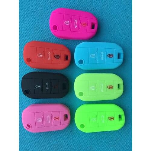 Silicone 3 Buttons Flip Key Case Cover For Peugeot 208 508 2008 For Citroen C4L CACTUS C5 C3 C6 C8 Picasso Xsara 3 Button Shell