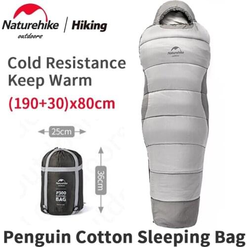2021 Naturehike Penguin Sleeping Bag Ultralight 1.5kg Outdoor Camping Mummy Imitation Feather Cotton Autumn Winter Sleeping Bag