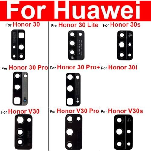 Glass Lens For Huawei Honor 30 30S V30 Pro Plus Glass Lens Back Rear Camera Lens Glass With Sticker Repair Replacement Parts
