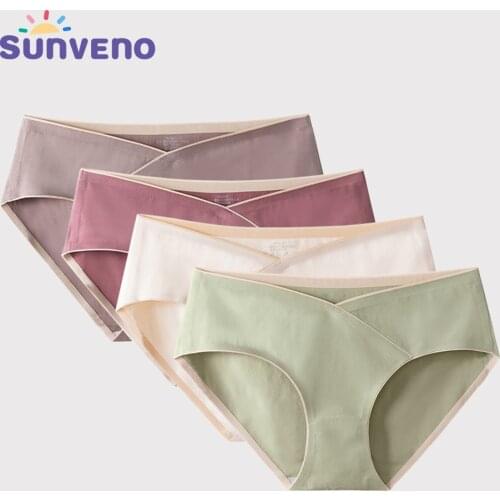 Sunveno 4pcs/lot Maternity Panties Underwear Clothes for Pregnant Women Clothes - Seamless Low Waist ,Cotton