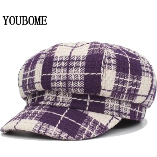 YOUBOME Fashion Women Octagonal Hats For Women Beret Gorras Newsboy Cap Planas Female Casquette Sun Hat Octagonal Snapback Caps