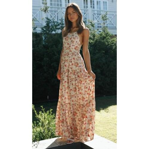 Summer New Fashion Long Dress Women Sexy Bandage Backless Spaghetti Strap Slash Neck A-LINE Dresses for Women Party Donsignet