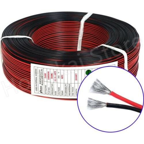 22AWG Flexible Black & Red 2-Core Silicone Rubber Wire Soft Cable Tinned Copper 200°C 600V