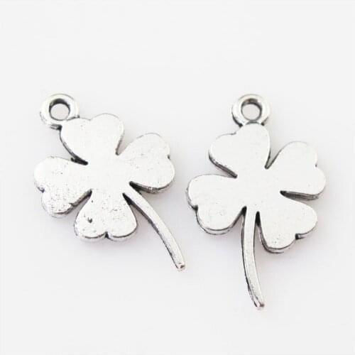 30 New Smooth Clover Heart Tibetan Silver Tone Charms Pendants 12.5x20.5mm