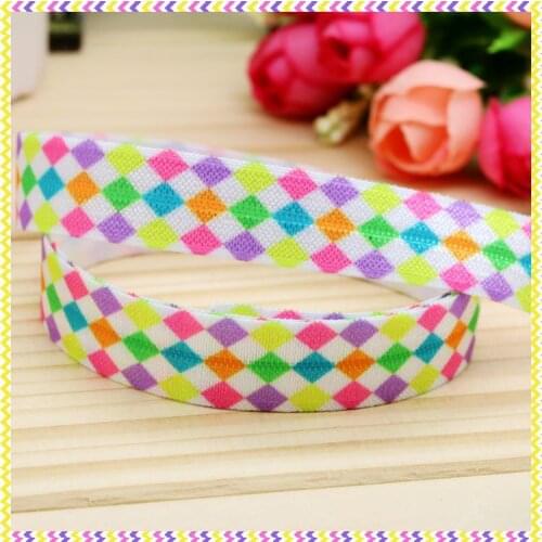 5/8'' Free shipping Fold Elastic FOE plaid printed headband headwear hairband diy decoration wholesale OEM P4443