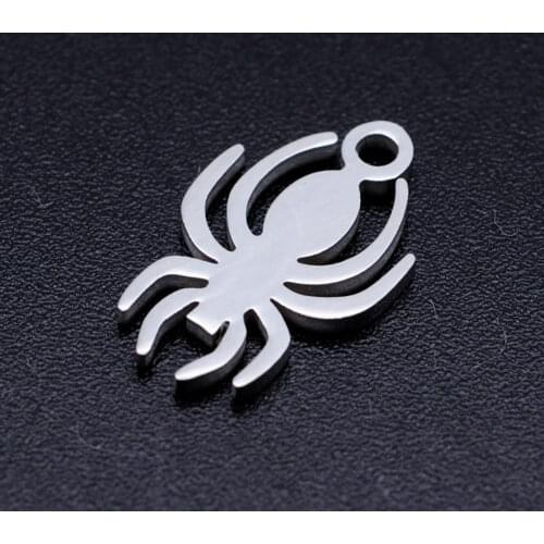 5pcs/lot 316L Stainless Steel Halloween Spider DIY Charm Pendants for Necklaces Never Tarnish AAAA Quality