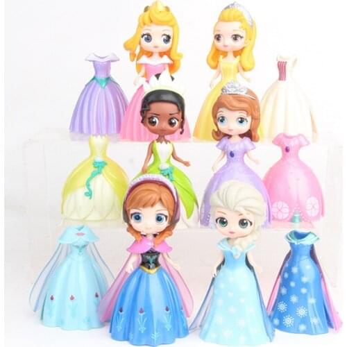 6PCS Disney Cartoon Frozen Mermaid Princess Decoration Cute Girl Gift Cake Decoration Happy Birthday Cake Topper Cupcake Toppers