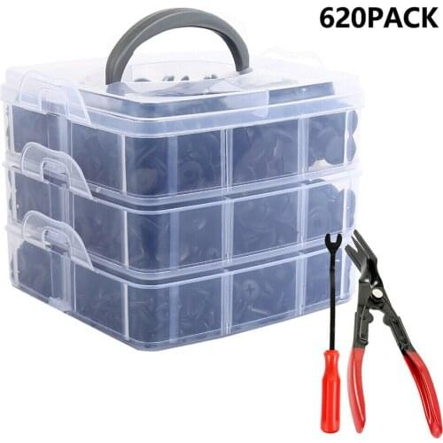 620Pcs Auto Fastener Clip Mixed Car Body Push Retainer Pin Rivet Bumper Door Trim Panel Retainer Fastener Kit