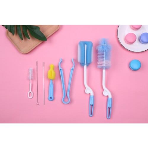 7Pcs/set Baby High Grade Clean Sponge Child Special Bottle Brush With Handle Cleaning Utensils Brush Glass Special Brushes